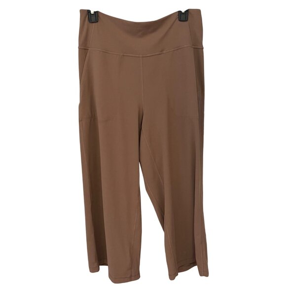 Lululemon Pants - Lululemon Women Wide Leg Crop Pants Size 12 Brown Athleisure Yoga Gym Comfort